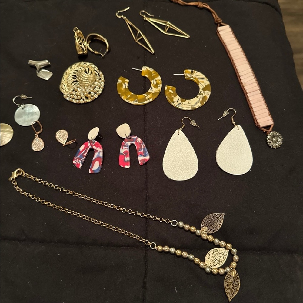 Gold and Silver Leaf Pendant Necklace